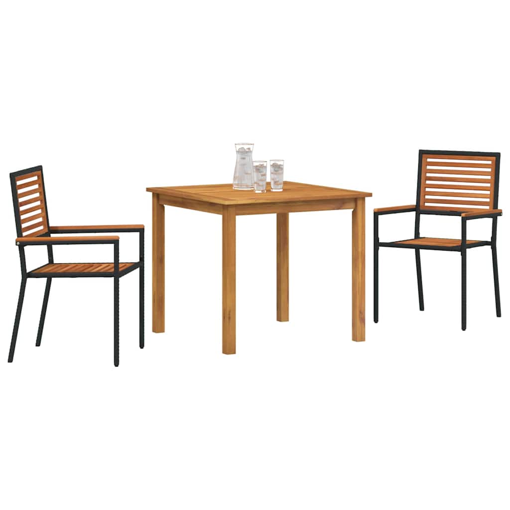 vidaXL Zestaw do jadalni w ogrodzie 3 pcs Czarny Lite Drewno Akacji