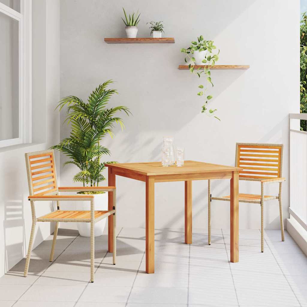 vidaXL Zestaw do jadalni w ogrodzie 3 pcs Beżowy Lite Drewno Akacji