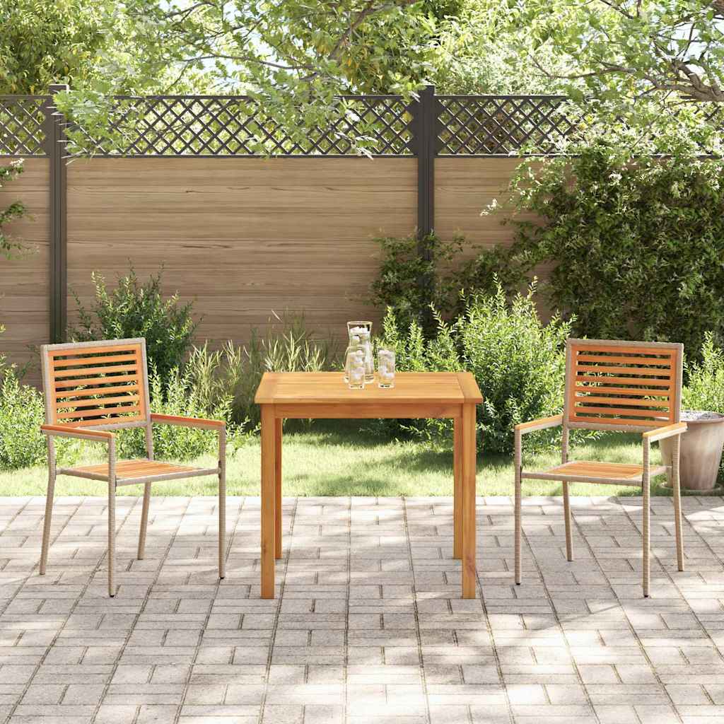 vidaXL Zestaw do jadalni w ogrodzie 3 pcs Beżowy Lite Drewno Akacji
