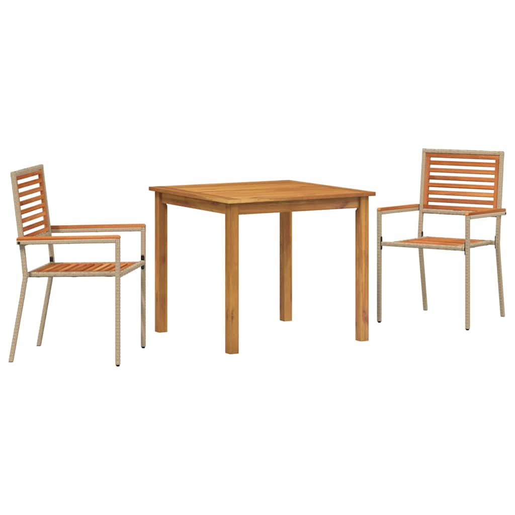 vidaXL Zestaw do jadalni w ogrodzie 3 pcs Beżowy Lite Drewno Akacji