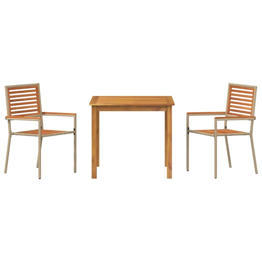 vidaXL Zestaw do jadalni w ogrodzie 3 pcs Beżowy Lite Drewno Akacji