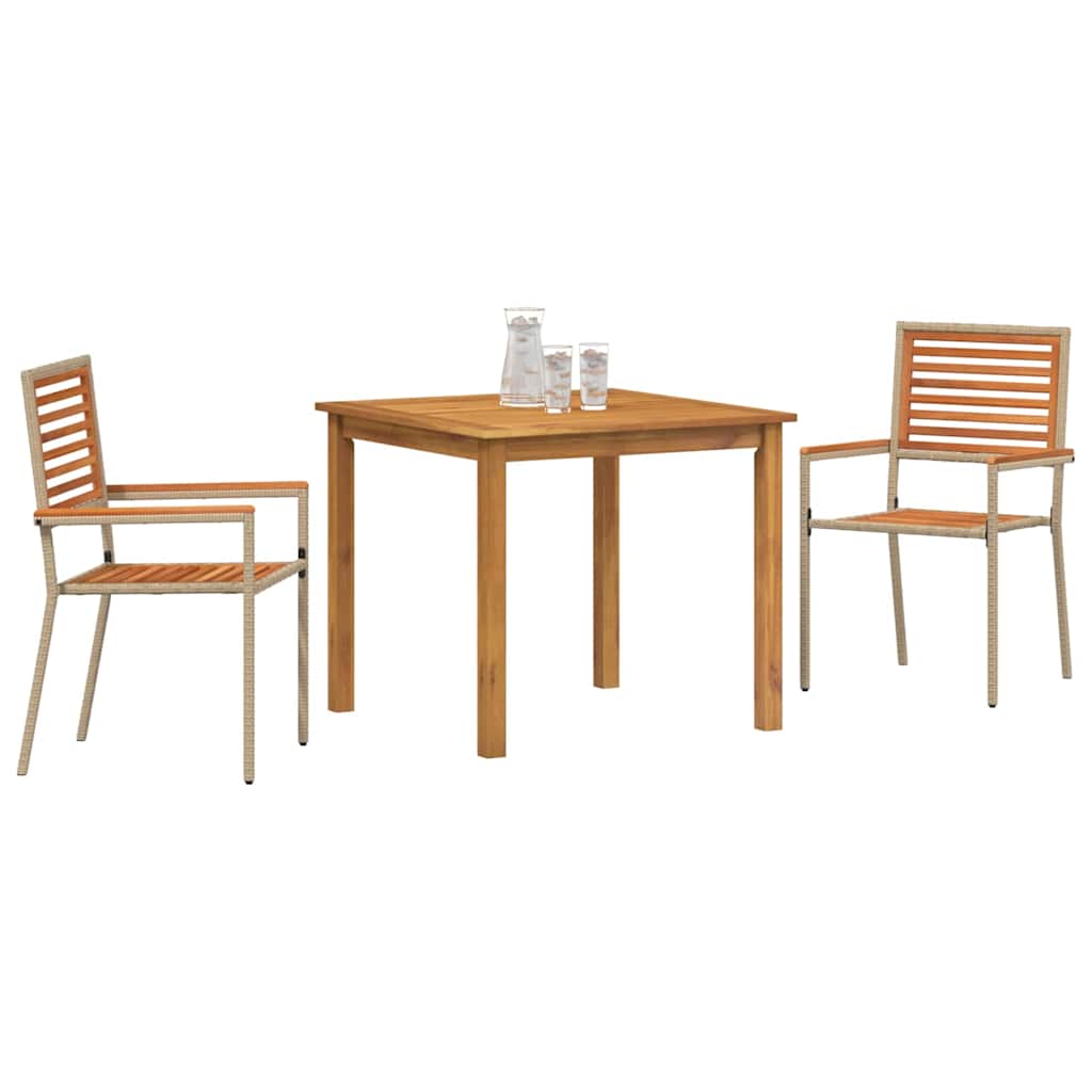 vidaXL Zestaw do jadalni w ogrodzie 3 pcs Beżowy Lite Drewno Akacji