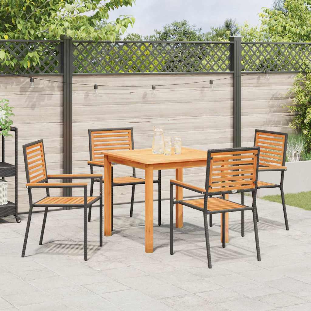 vidaXL Zestaw do jadalni w ogrodzie 5 pcs Czarny Lite Drewno Akacji
