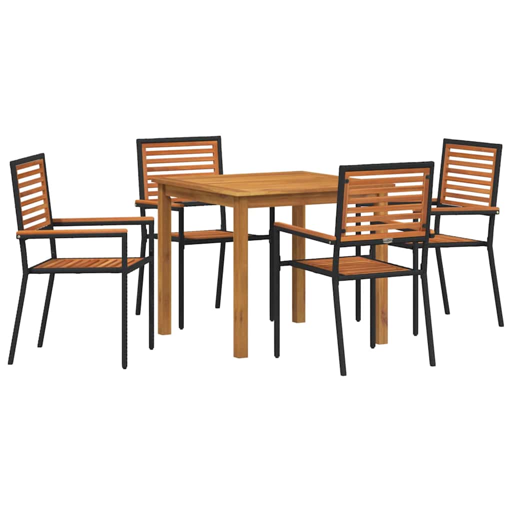 vidaXL Zestaw do jadalni w ogrodzie 5 pcs Czarny Lite Drewno Akacji