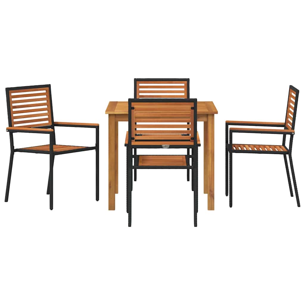 vidaXL Zestaw do jadalni w ogrodzie 5 pcs Czarny Lite Drewno Akacji