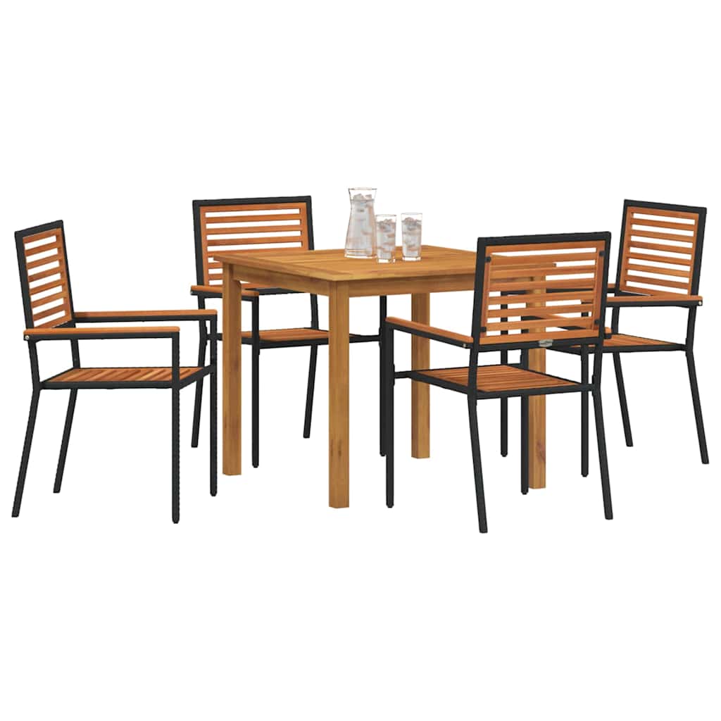vidaXL Zestaw do jadalni w ogrodzie 5 pcs Czarny Lite Drewno Akacji