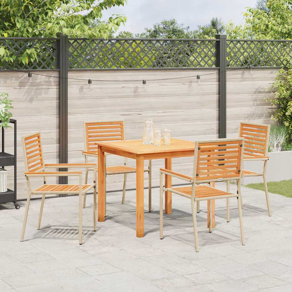 vidaXL Zestaw do jadalni w ogrodzie 5 pcs Beżowy Lite Drewno Akacji