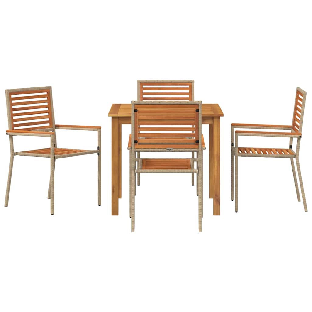 vidaXL Zestaw do jadalni w ogrodzie 5 pcs Beżowy Lite Drewno Akacji