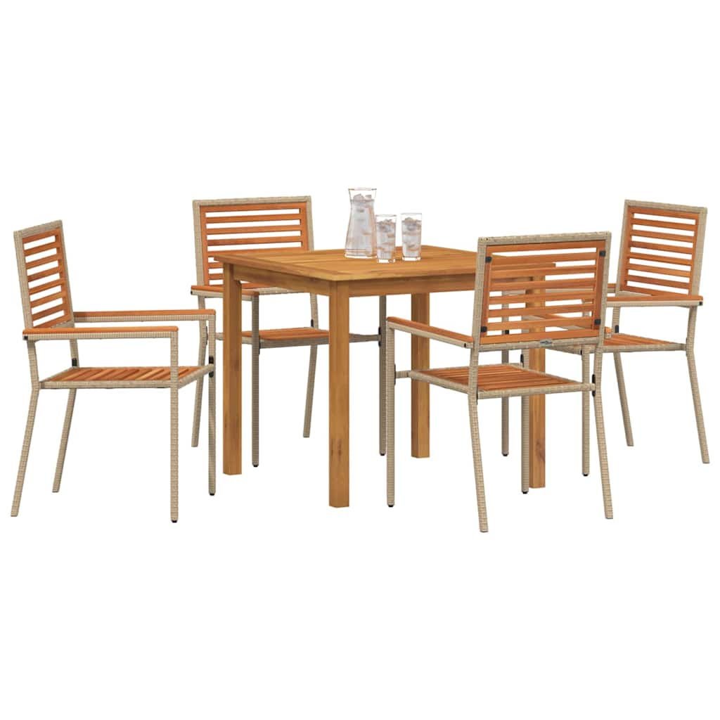 vidaXL Zestaw do jadalni w ogrodzie 5 pcs Beżowy Lite Drewno Akacji