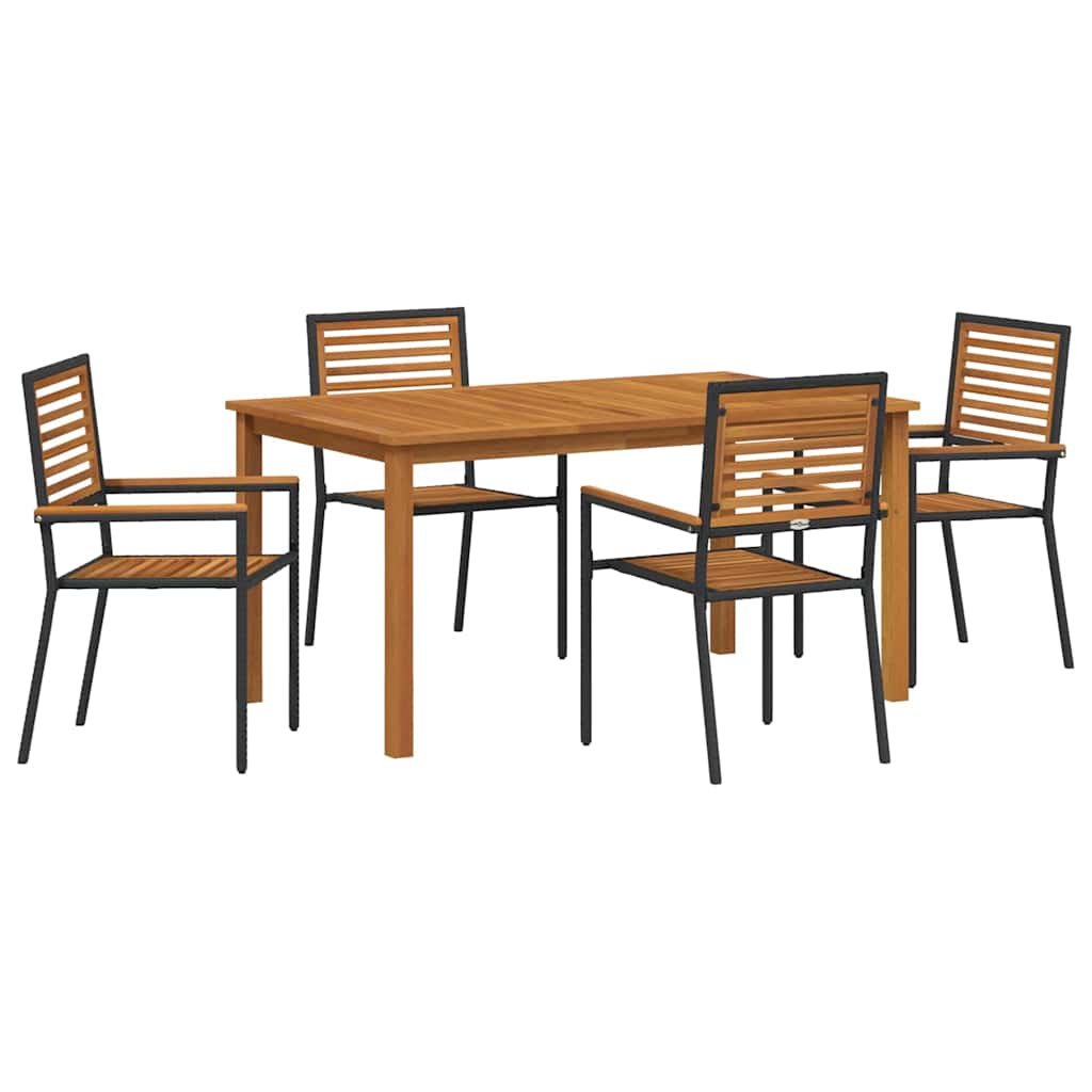 vidaXL Zestaw do jadalni w ogrodzie 5 pcs Czarny Lite Drewno Akacji