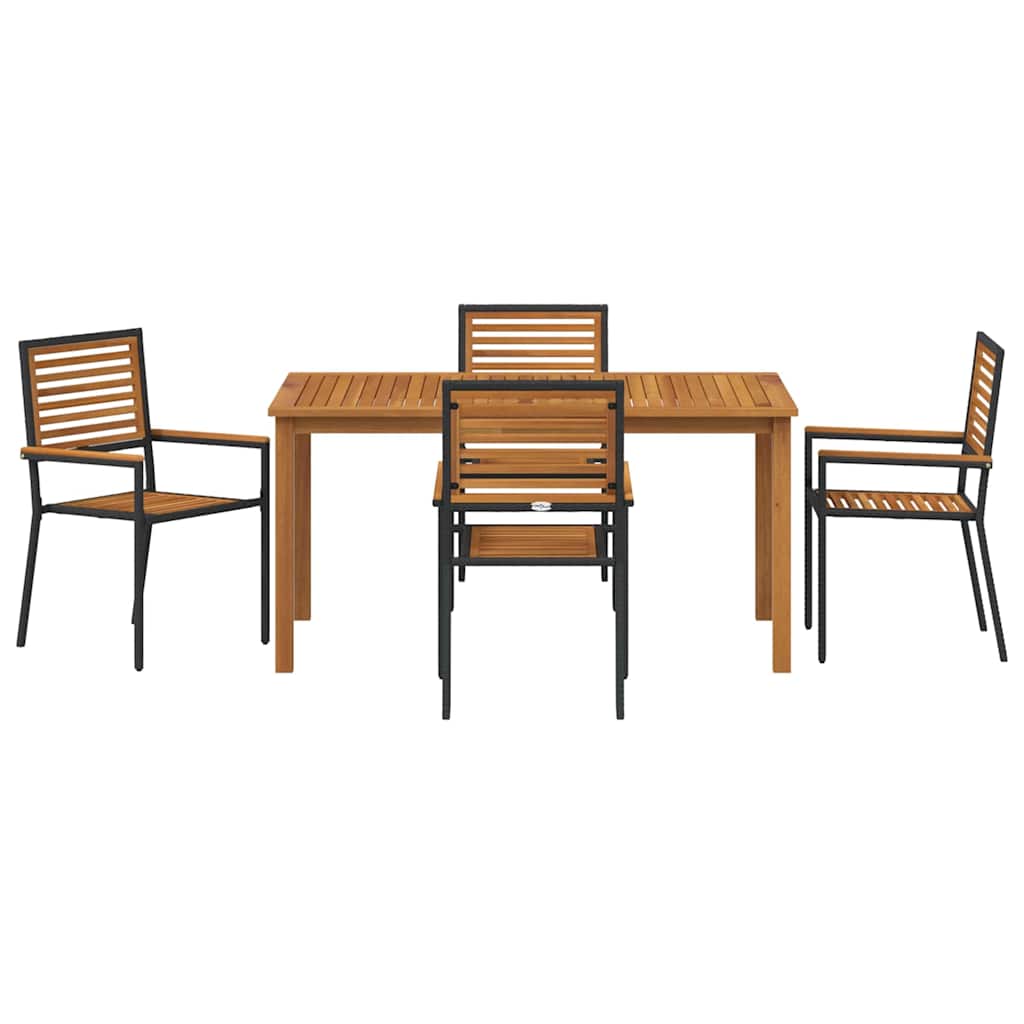 vidaXL Zestaw do jadalni w ogrodzie 5 pcs Czarny Lite Drewno Akacji