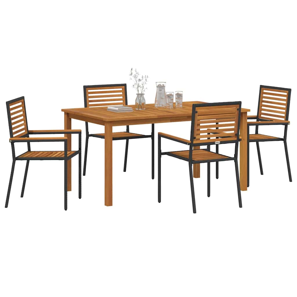vidaXL Zestaw do jadalni w ogrodzie 5 pcs Czarny Lite Drewno Akacji
