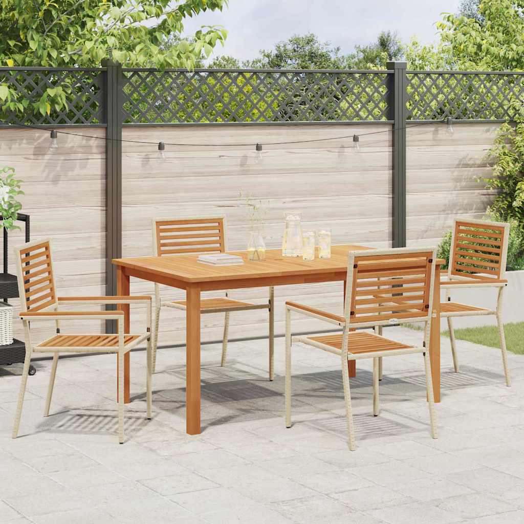 vidaXL Zestaw do jadalni w ogrodzie 5 pcs Beżowy Lite Drewno Akacji