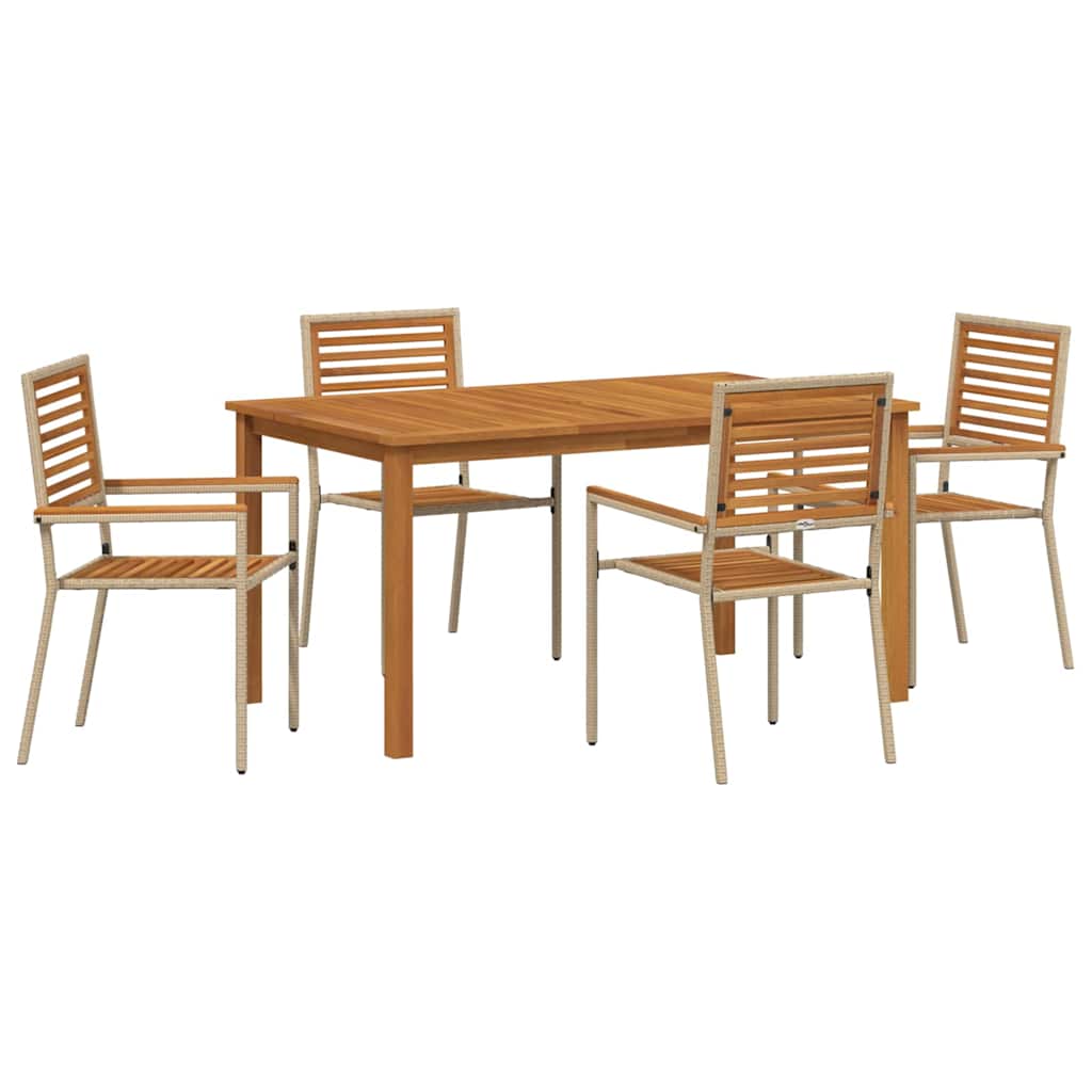 vidaXL Zestaw do jadalni w ogrodzie 5 pcs Beżowy Lite Drewno Akacji