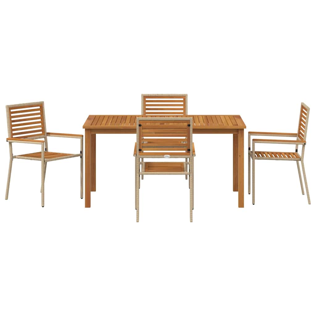vidaXL Zestaw do jadalni w ogrodzie 5 pcs Beżowy Lite Drewno Akacji