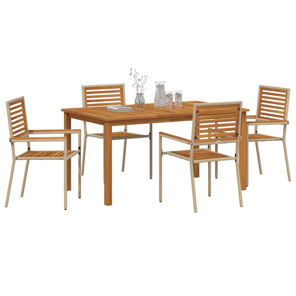 vidaXL Zestaw do jadalni w ogrodzie 5 pcs Beżowy Lite Drewno Akacji