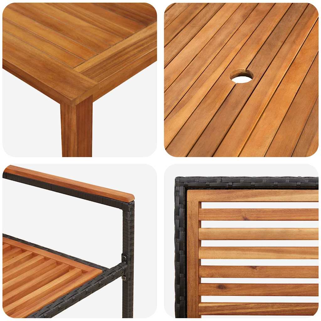 vidaXL Zestaw do jadalni w ogrodzie 7 pcs Czarny Lite Drewno Akacji