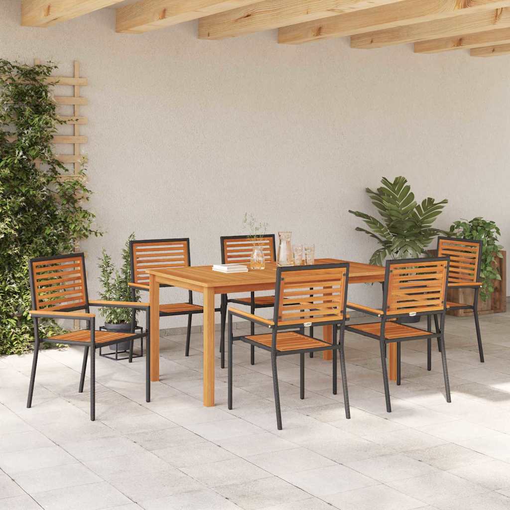 vidaXL Zestaw do jadalni w ogrodzie 7 pcs Czarny Lite Drewno Akacji