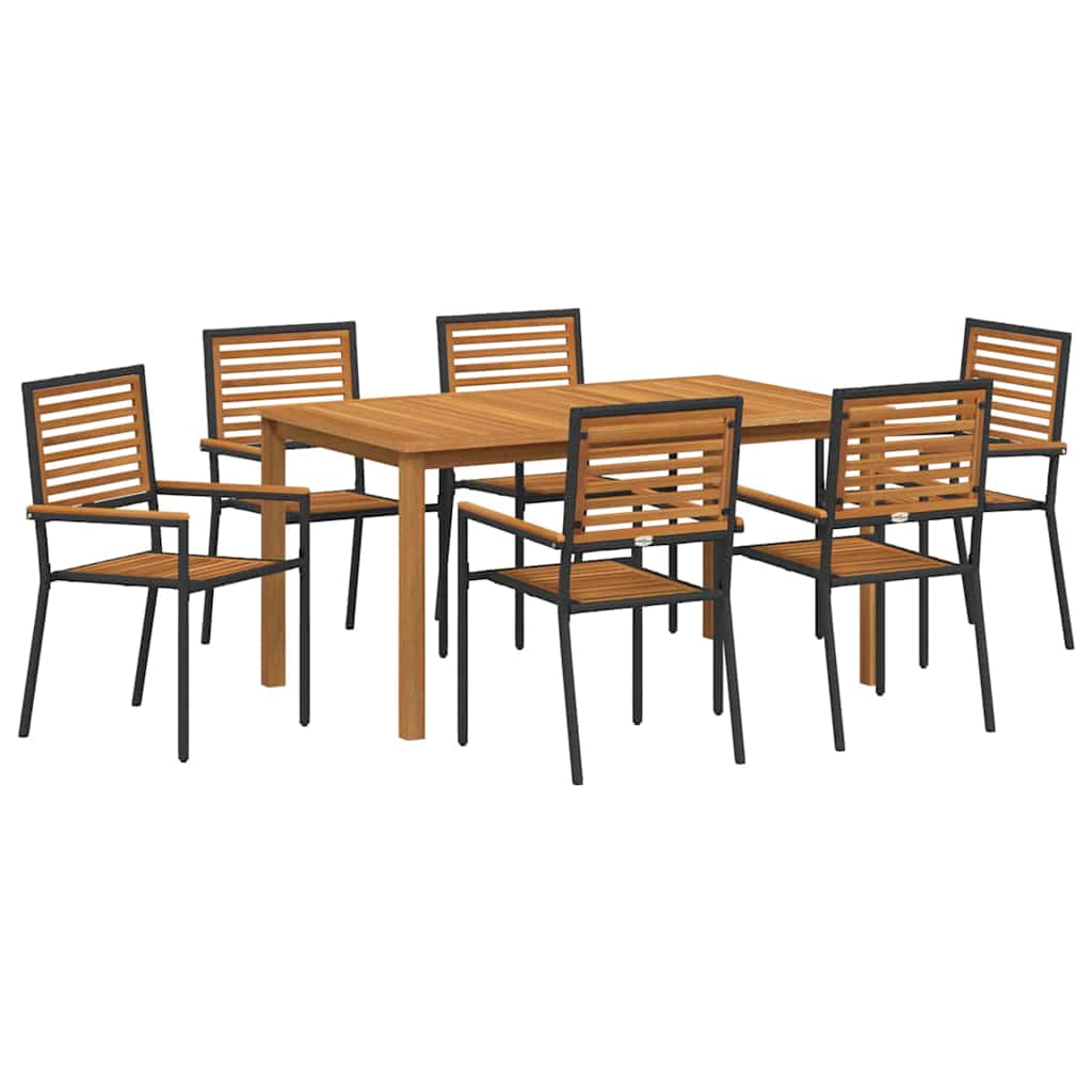 vidaXL Zestaw do jadalni w ogrodzie 7 pcs Czarny Lite Drewno Akacji