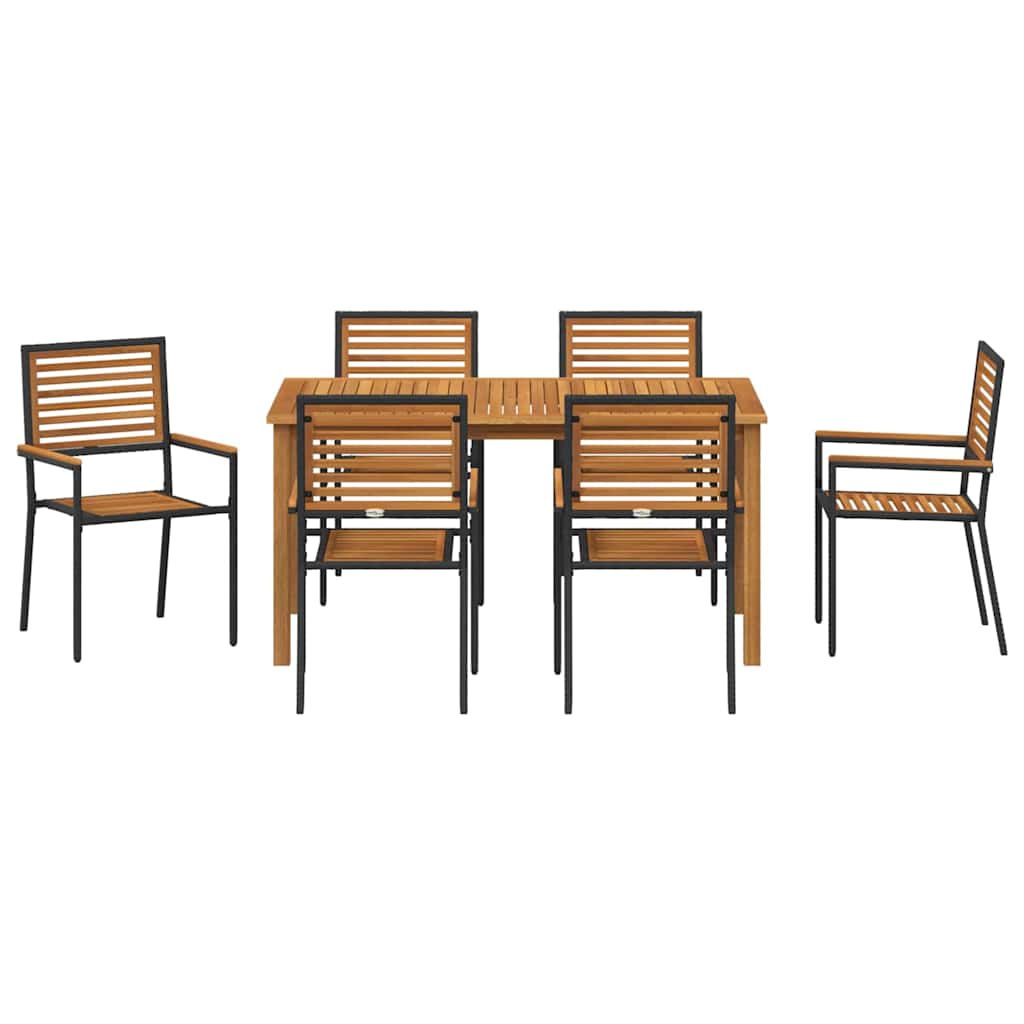 vidaXL Zestaw do jadalni w ogrodzie 7 pcs Czarny Lite Drewno Akacji