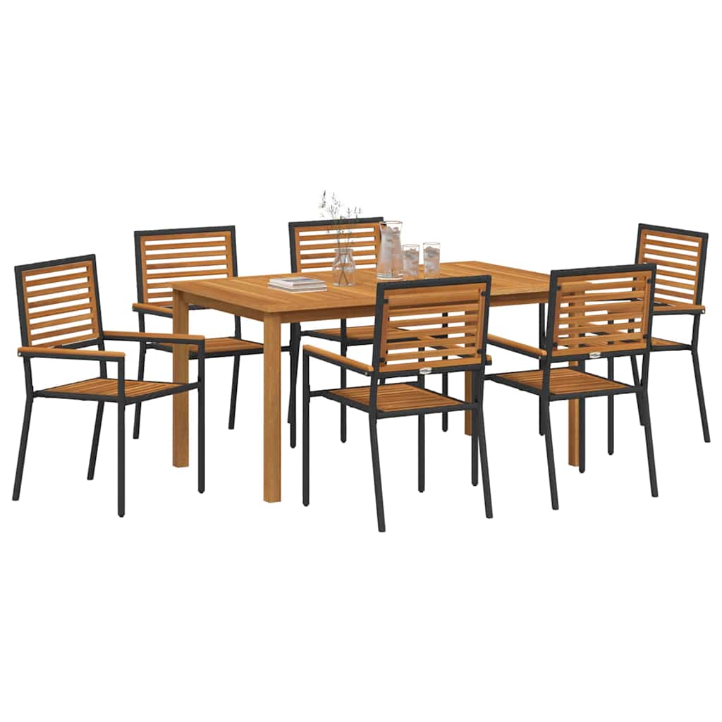 vidaXL Zestaw do jadalni w ogrodzie 7 pcs Czarny Lite Drewno Akacji