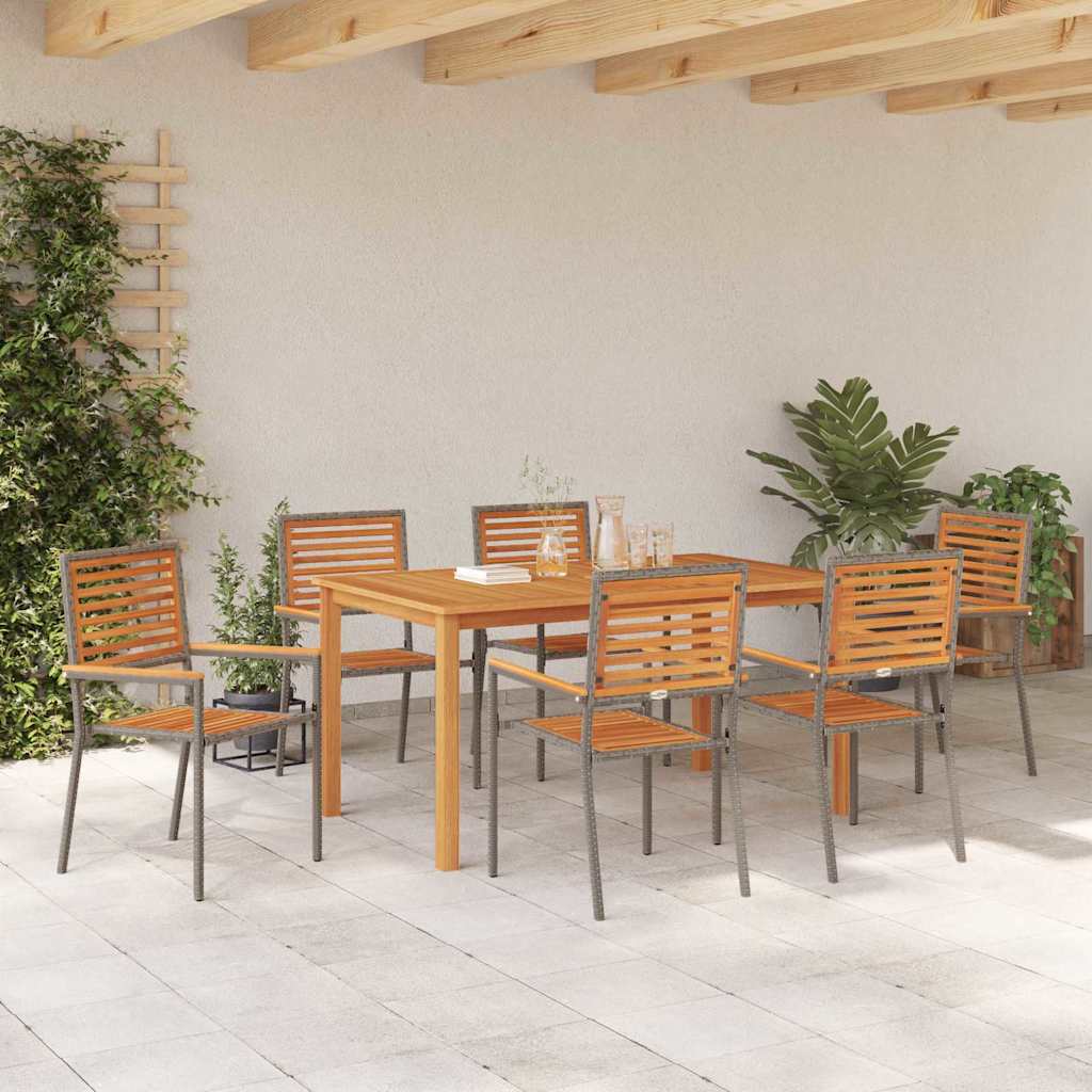 vidaXL Zestaw do jadalni w ogrodzie 7 pcs Szary Lite Drewno Akacji