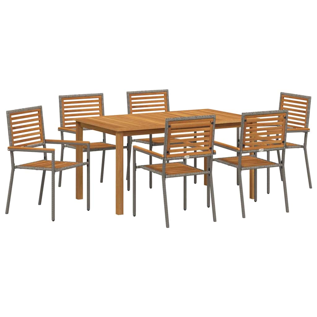 vidaXL Zestaw do jadalni w ogrodzie 7 pcs Szary Lite Drewno Akacji