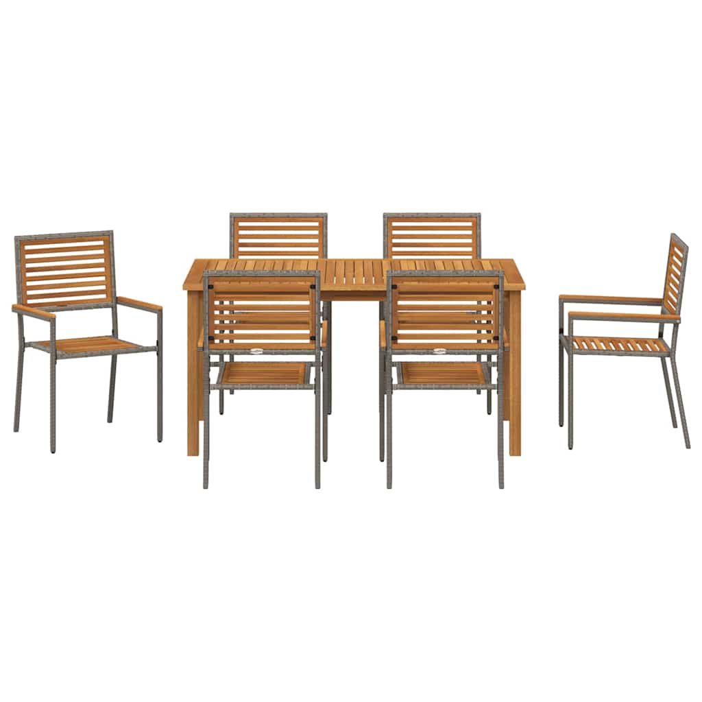 vidaXL Zestaw do jadalni w ogrodzie 7 pcs Szary Lite Drewno Akacji