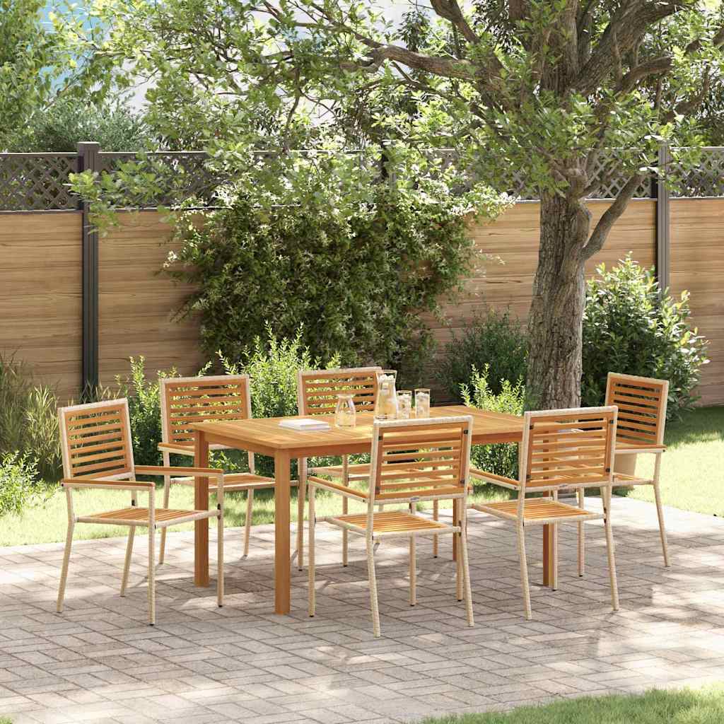 vidaXL Zestaw do jadalni w ogrodzie 7 pcs Beżowy Lite Drewno Akacji