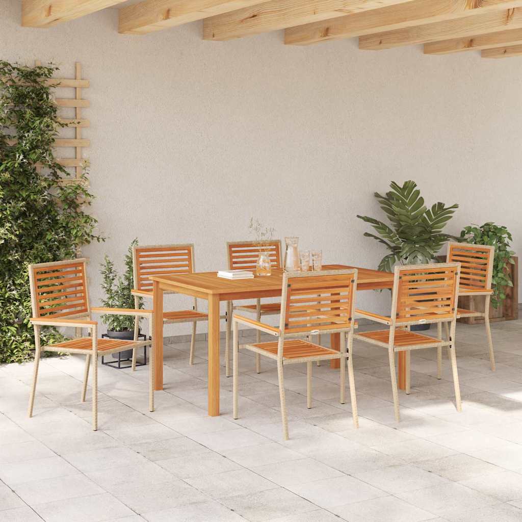 vidaXL Zestaw do jadalni w ogrodzie 7 pcs Beżowy Lite Drewno Akacji