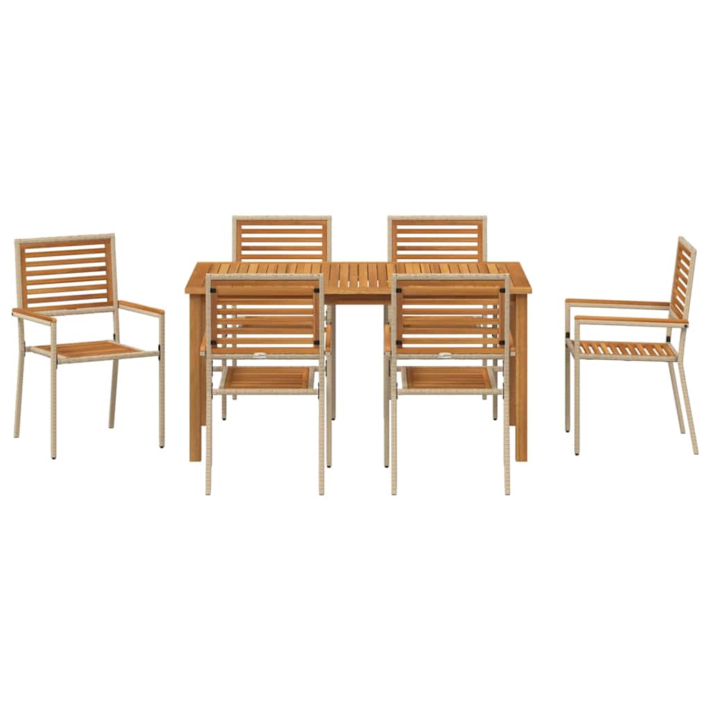 vidaXL Zestaw do jadalni w ogrodzie 7 pcs Beżowy Lite Drewno Akacji