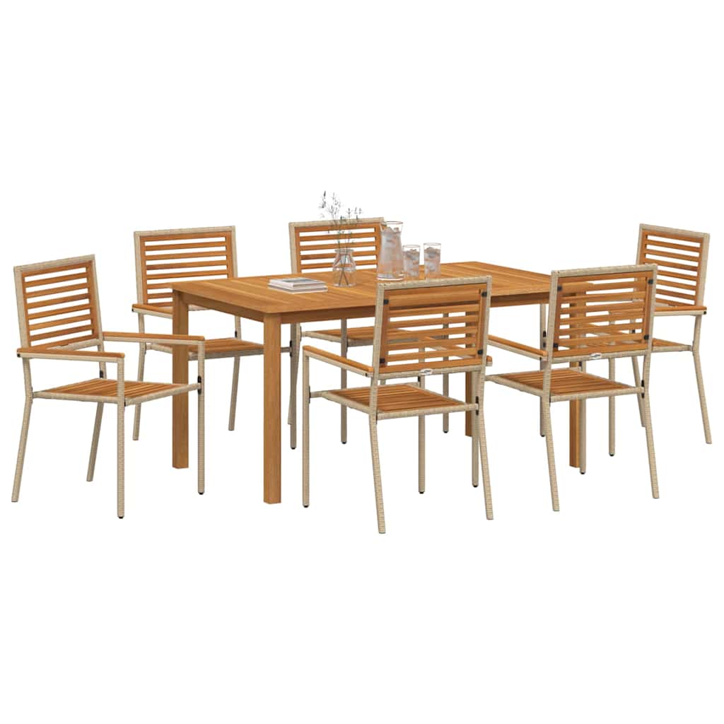 vidaXL Zestaw do jadalni w ogrodzie 7 pcs Beżowy Lite Drewno Akacji