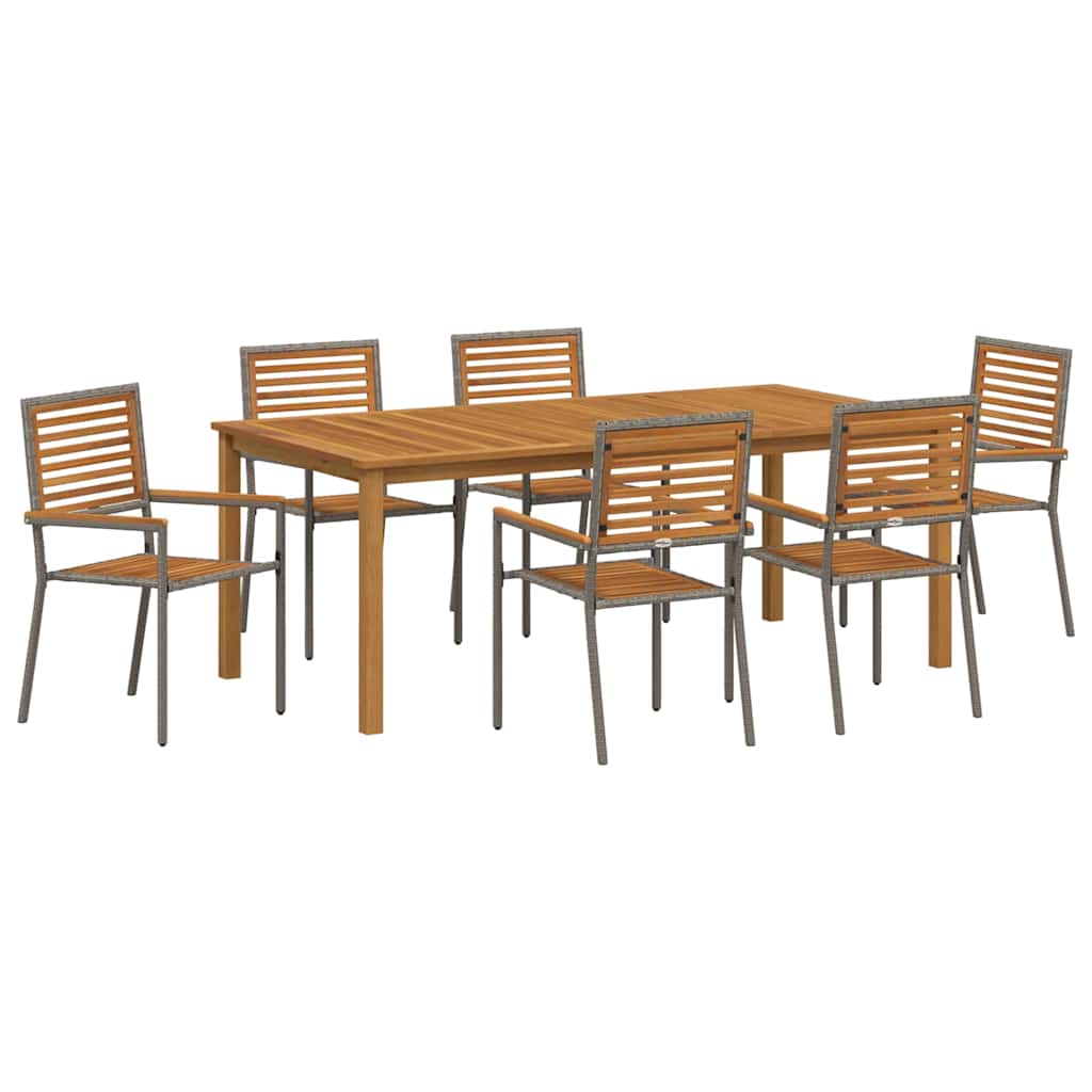 vidaXL Zestaw do jadalni w ogrodzie 7 pcs Szary Lite Drewno Akacji