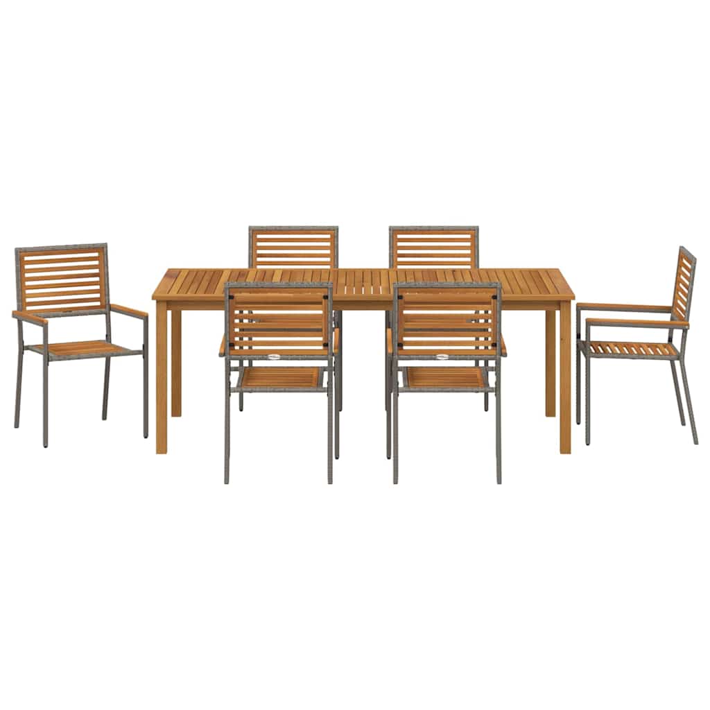 vidaXL Zestaw do jadalni w ogrodzie 7 pcs Szary Lite Drewno Akacji