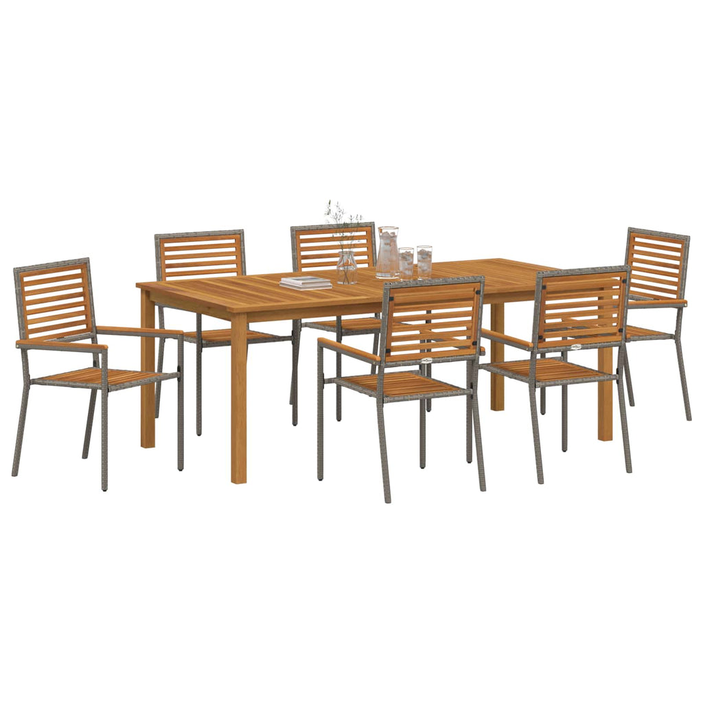 vidaXL Zestaw do jadalni w ogrodzie 7 pcs Szary Lite Drewno Akacji
