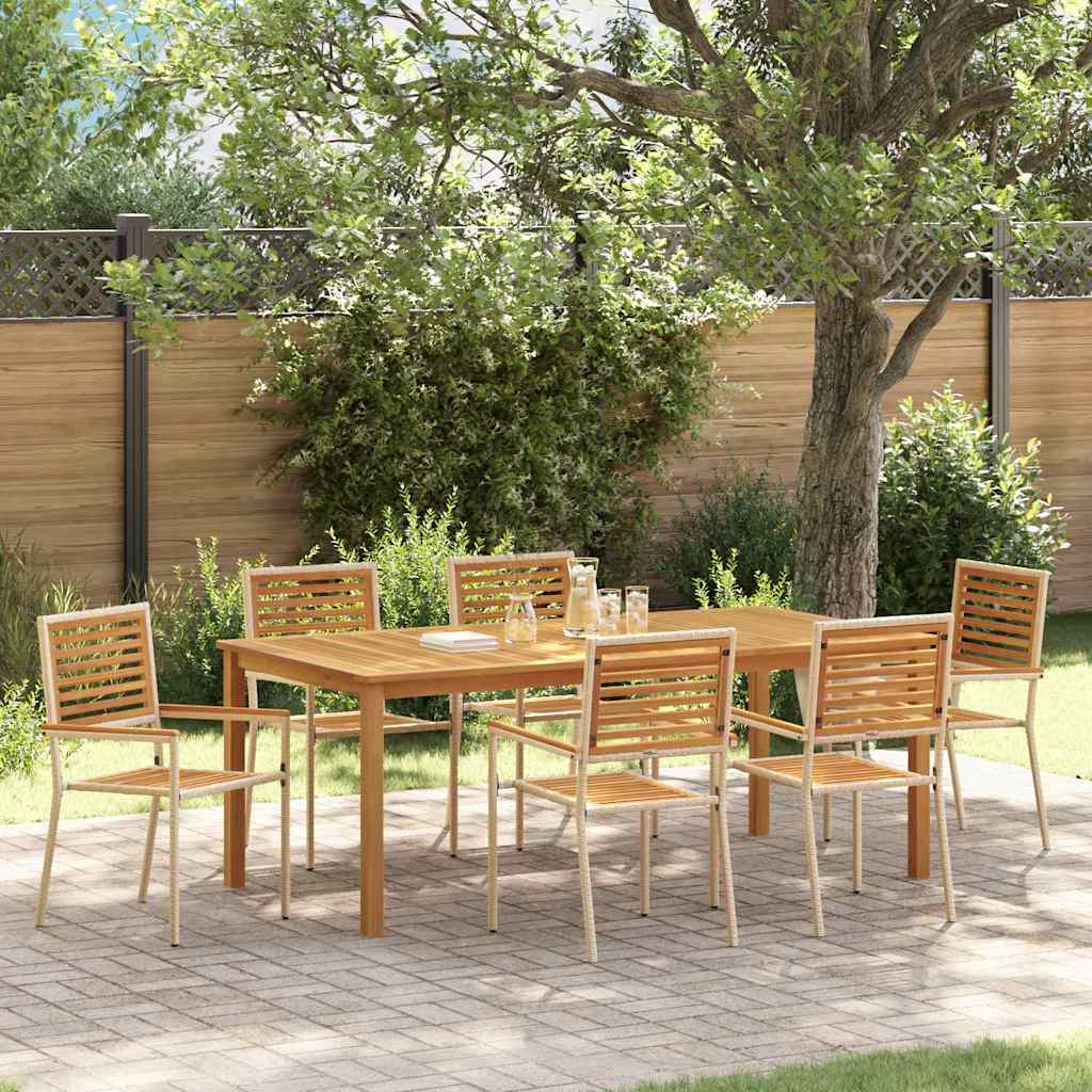 vidaXL Zestaw do jadalni w ogrodzie 7 pcs Beżowy Lite Drewno Akacji