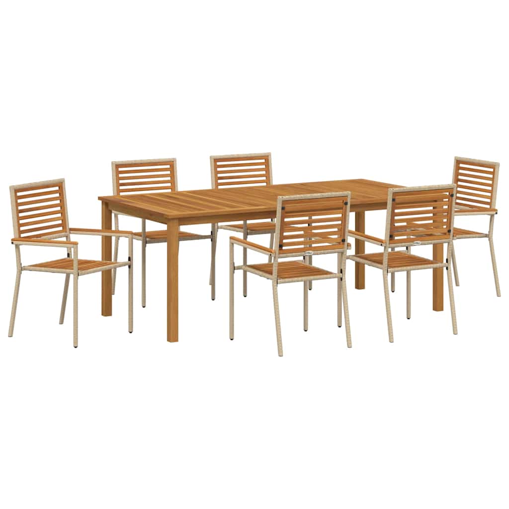 vidaXL Zestaw do jadalni w ogrodzie 7 pcs Beżowy Lite Drewno Akacji