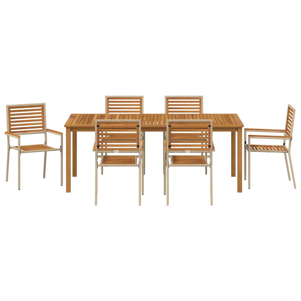 vidaXL Zestaw do jadalni w ogrodzie 7 pcs Beżowy Lite Drewno Akacji