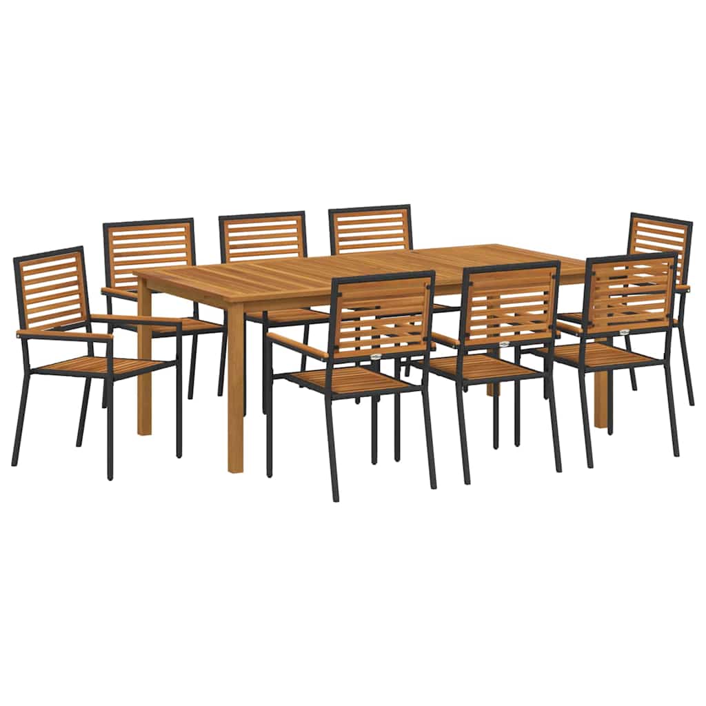 vidaXL Zestaw do jadalni w ogrodzie 9 pcs Czarny Lite Drewno Akacji