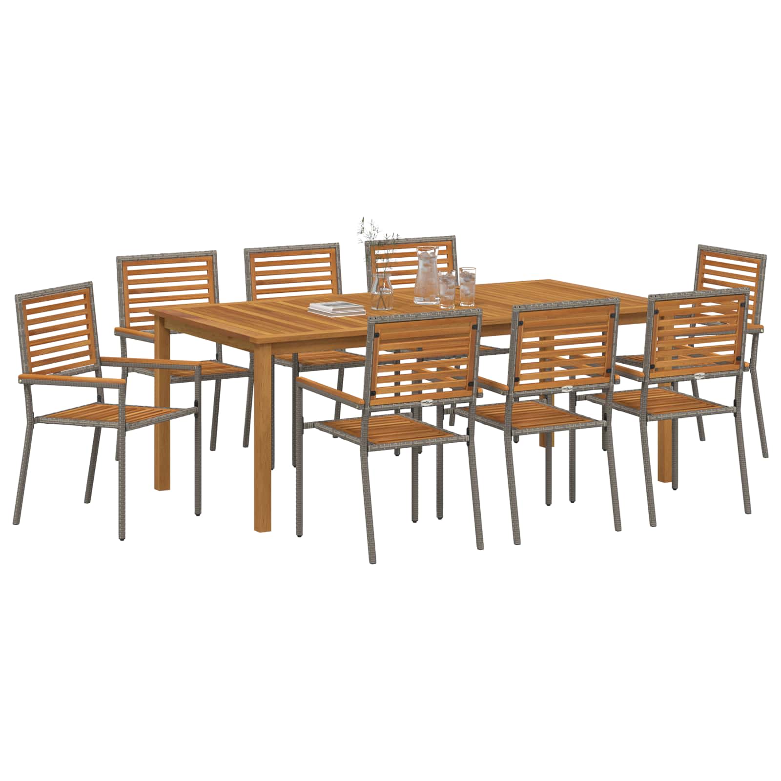 vidaXL Zestaw do jadalni w ogrodzie 9 pcs Szary Lite Drewno Akacji