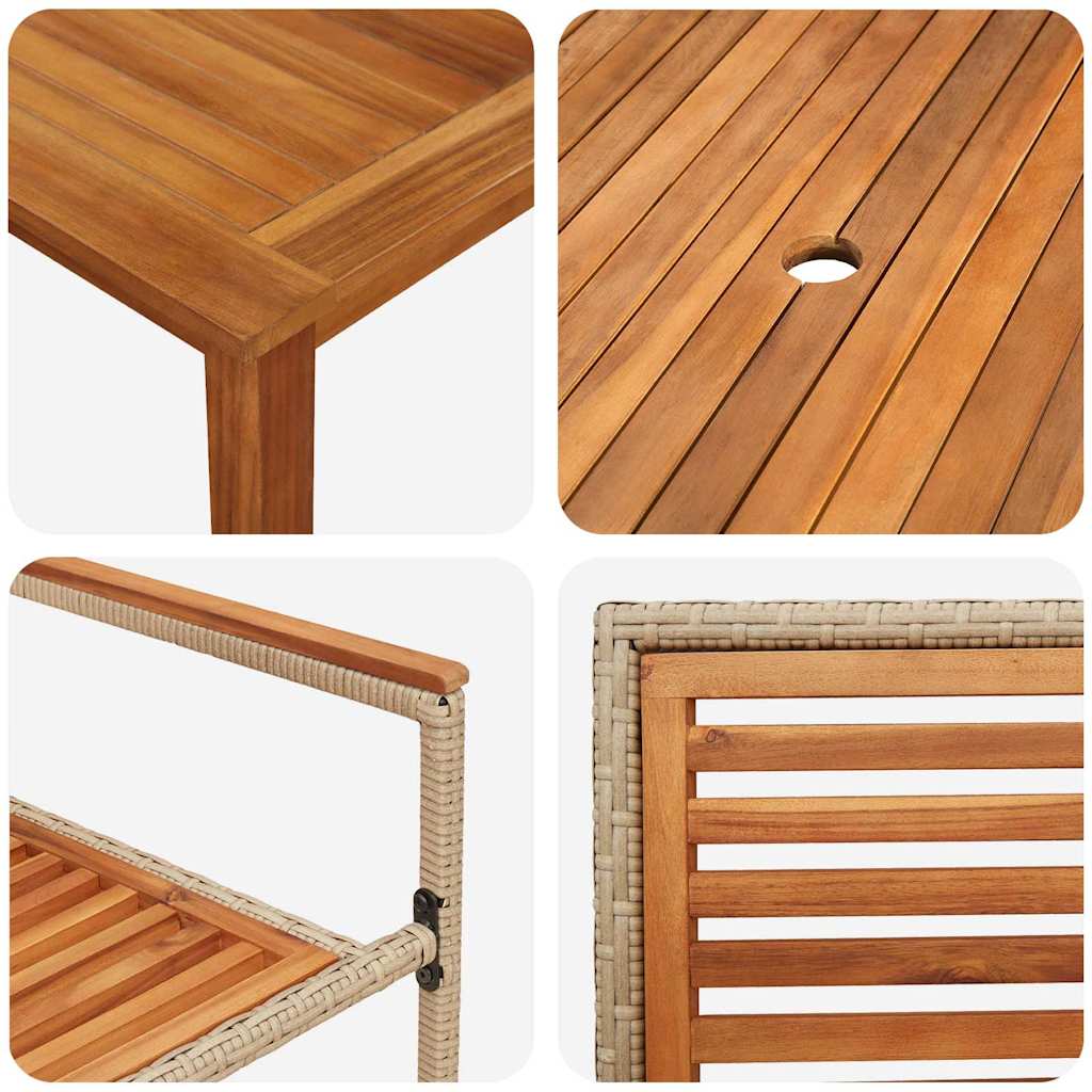 vidaXL Zestaw do jadalni w ogrodzie 9 pcs Beżowy Lite Drewno Akacji