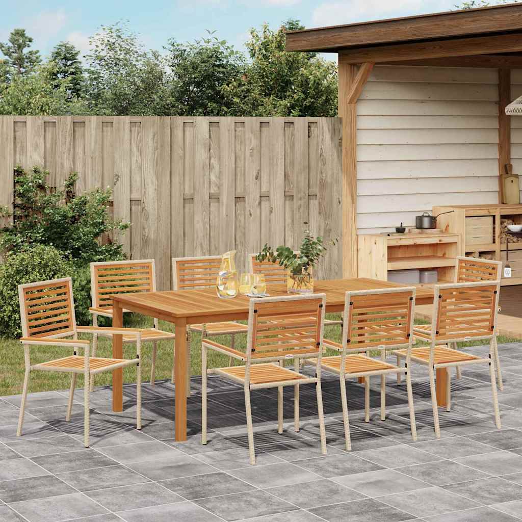 vidaXL Zestaw do jadalni w ogrodzie 9 pcs Beżowy Lite Drewno Akacji