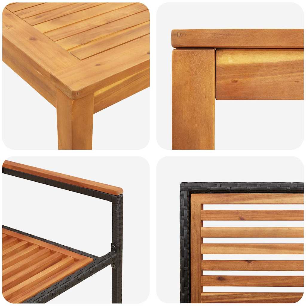 vidaXL Zestaw do jadalni w ogrodzie 3 pcs Czarny Lite Drewno Akacji