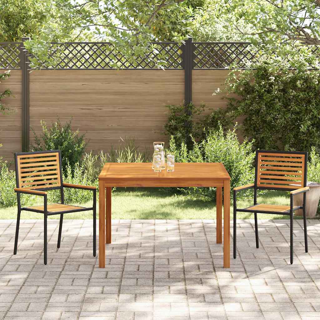 vidaXL Zestaw do jadalni w ogrodzie 3 pcs Czarny Lite Drewno Akacji