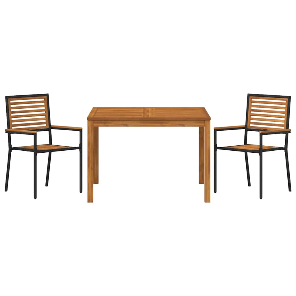 vidaXL Zestaw do jadalni w ogrodzie 3 pcs Czarny Lite Drewno Akacji