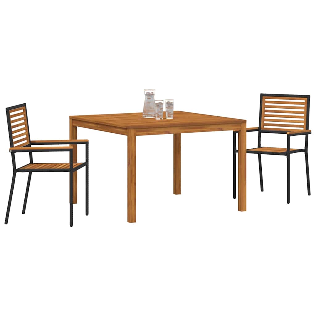 vidaXL Zestaw do jadalni w ogrodzie 3 pcs Czarny Lite Drewno Akacji