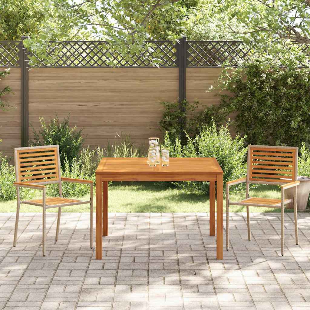 vidaXL Zestaw do jadalni w ogrodzie 3 pcs Beżowy Lite Drewno Akacji