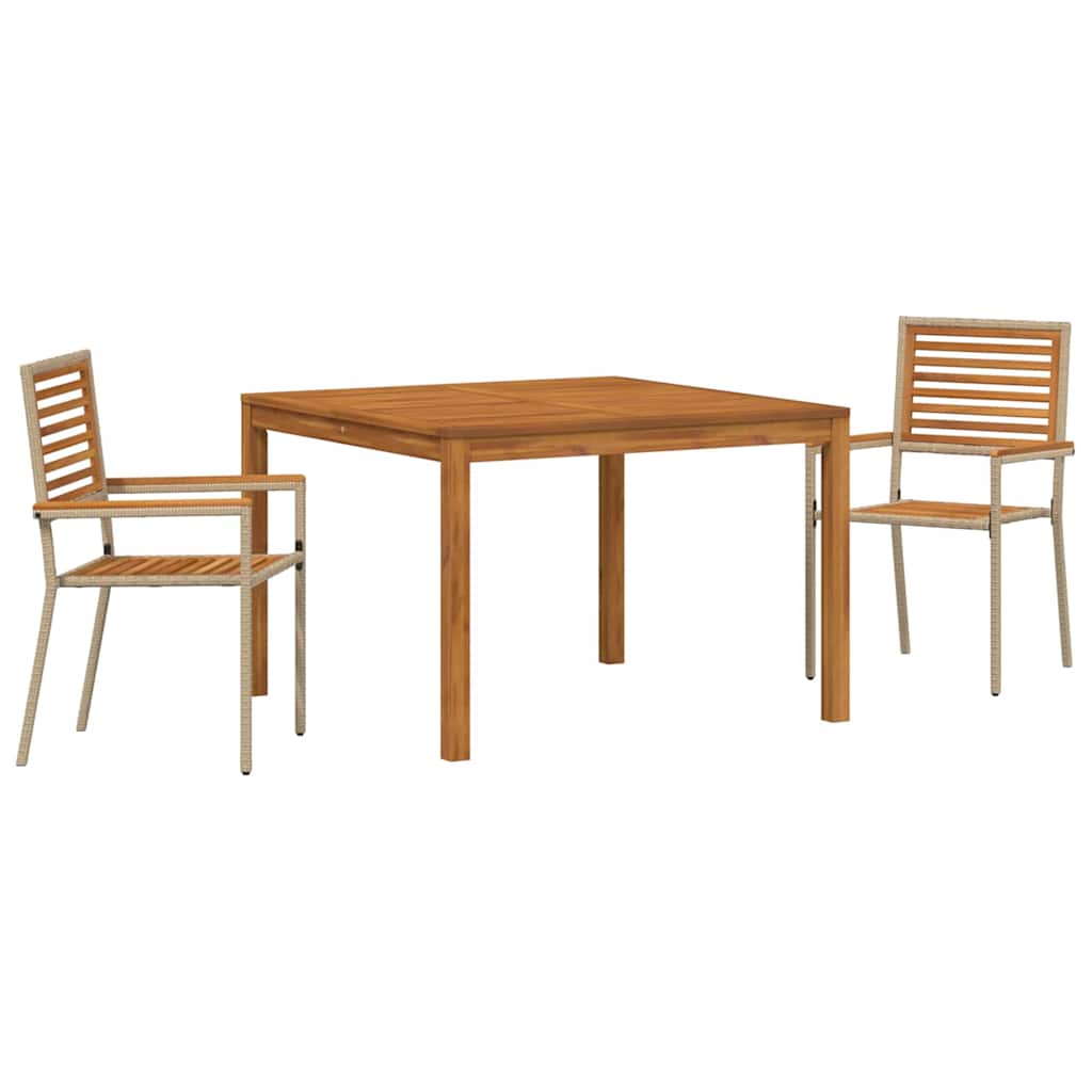 vidaXL Zestaw do jadalni w ogrodzie 3 pcs Beżowy Lite Drewno Akacji