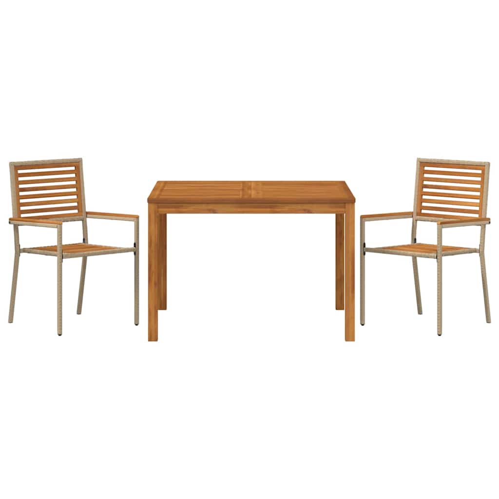 vidaXL Zestaw do jadalni w ogrodzie 3 pcs Beżowy Lite Drewno Akacji