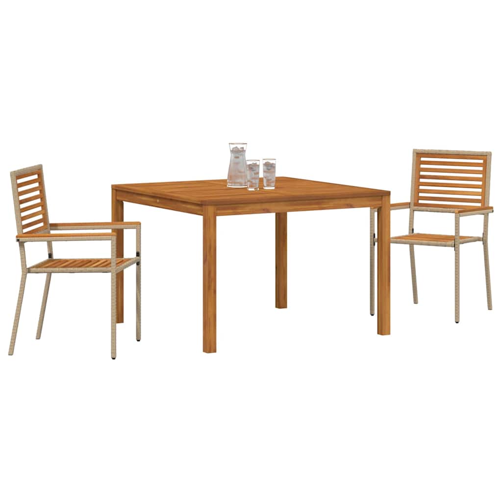 vidaXL Zestaw do jadalni w ogrodzie 3 pcs Beżowy Lite Drewno Akacji